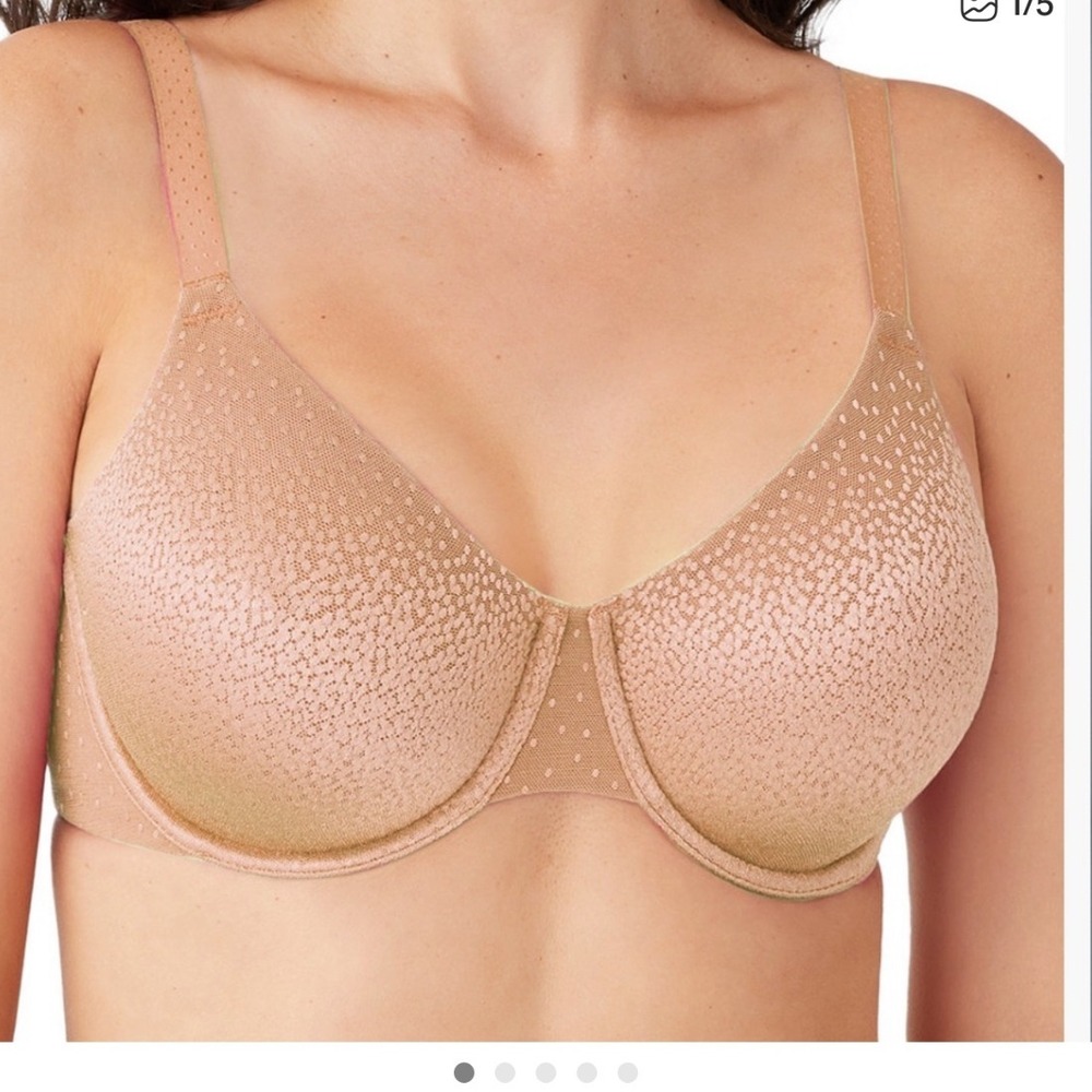 Wacoal 855303 Back Appeal‎ Underwire Bra 42D Beige Dot Mesh